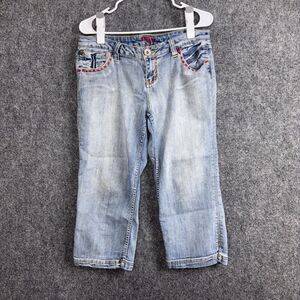 Zana Di Jeans Womens Size 13 33 Blue Capri Embroidery Vintage